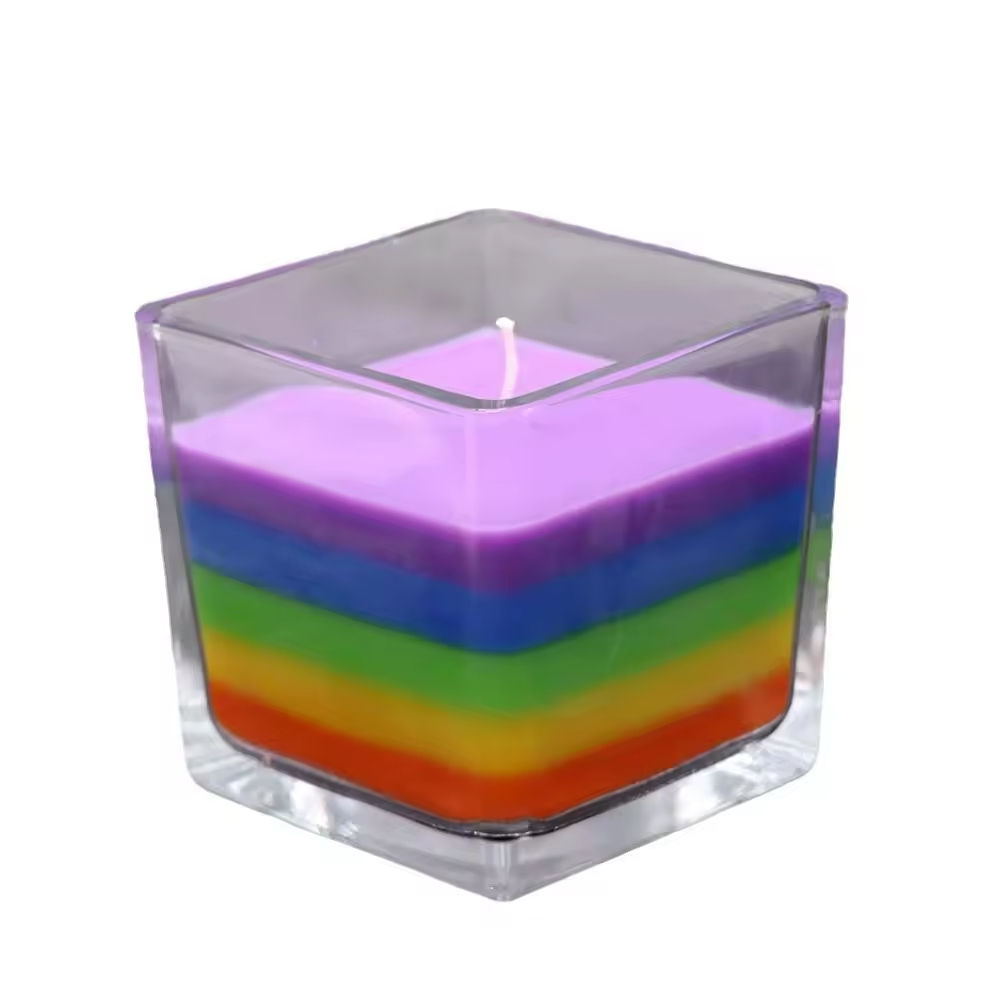 New Arrived Rainbow Style Sand Candle Cup Colored Soybean Glass Aroma Scented Candle Sand for Event