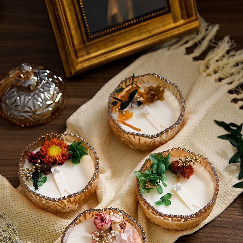 Dried Flowers Soy Wax Candle in Glass Jar Gift Box Set Soy Wax Candle Wedding Gifts Home Decor
