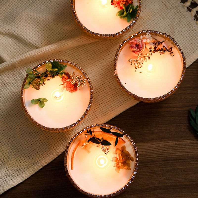 Dried Flowers Soy Wax Candle in Glass Jar Gift Box Set Soy Wax Candle Wedding Gifts Home Decor