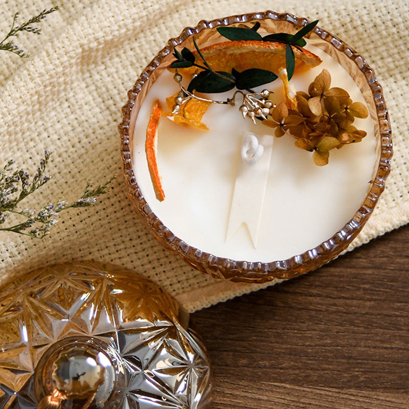 Dried Flowers Soy Wax Candle in Glass Jar Gift Box Set Soy Wax Candle Wedding Gifts Home Decor