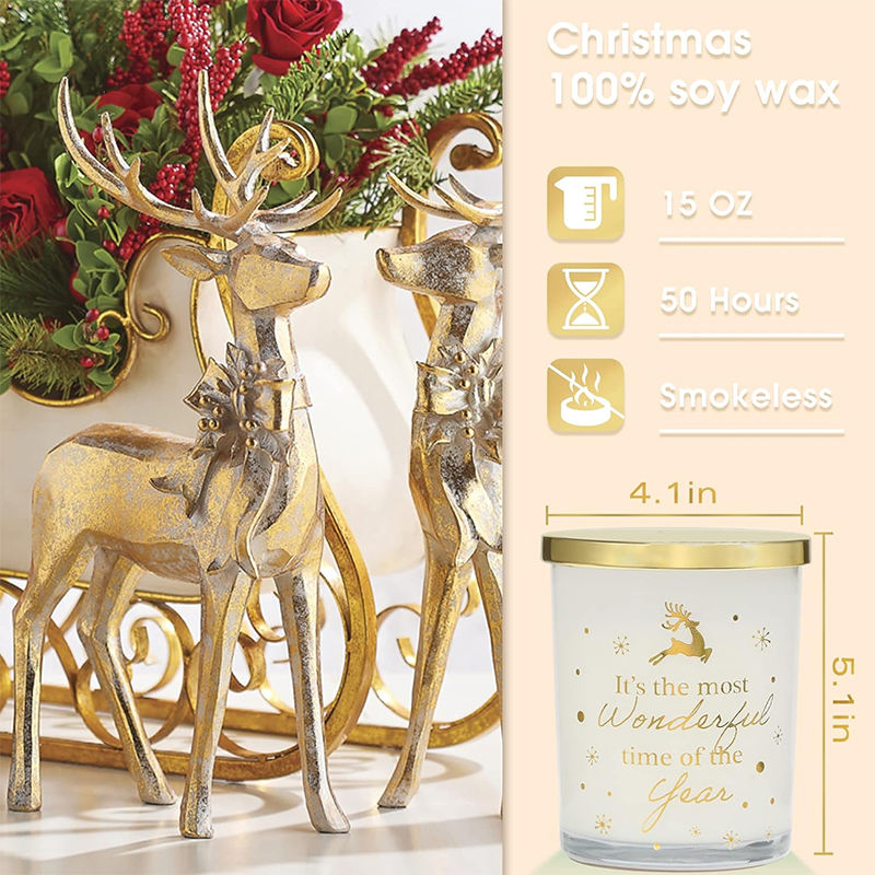 AIKUN Customizable Label Gold Elk Glass Jar Aroma Candles Lasting Fragrance Large Capacity Candle for Christmas