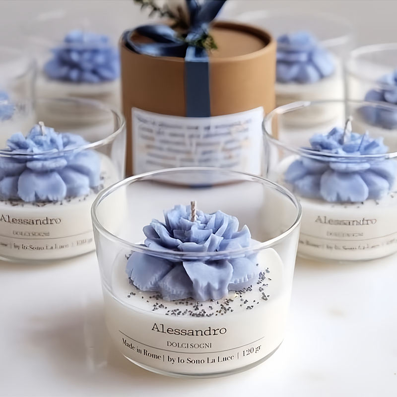Wholesale Home Decor Soy Wax Glass Fragrance Candles Rose Decoration Luxury Private Label Glass Jar