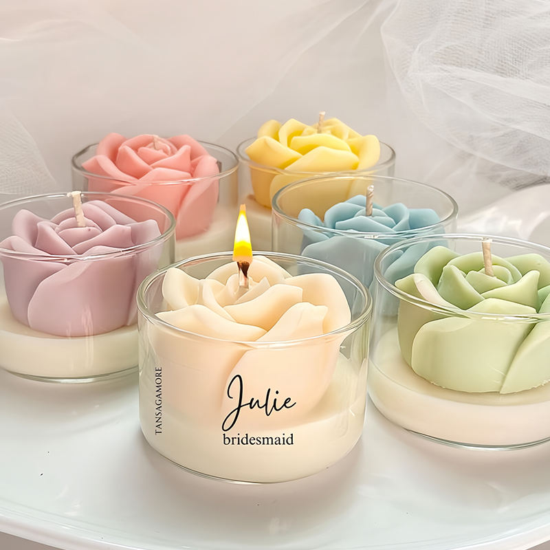 Wholesale Home Decor Soy Wax Glass Fragrance Candles Rose Decoration Luxury Private Label Glass Jar
