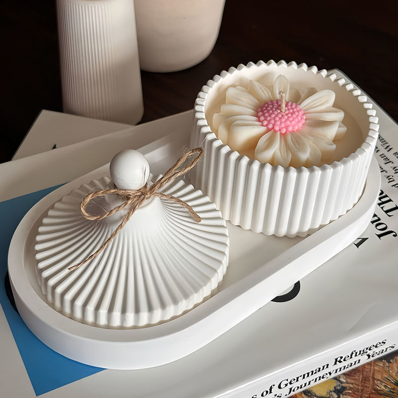 AIKUN ECO Friendly Handmade Soy Wax Flower Gypsum Jar Scented Candles Creative Gypsum Candle With Lid