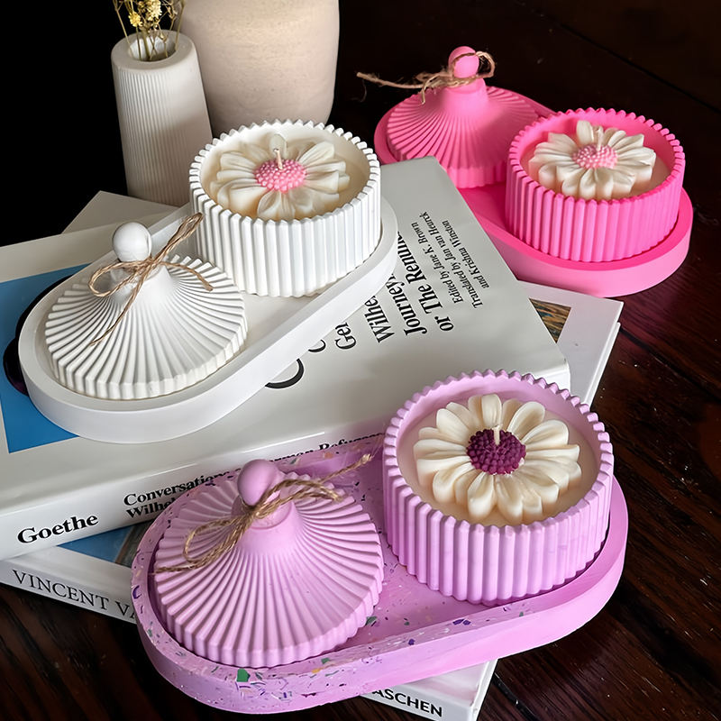 AIKUN ECO Friendly Handmade Soy Wax Flower Gypsum Jar Scented Candles Creative Gypsum Candle With Lid