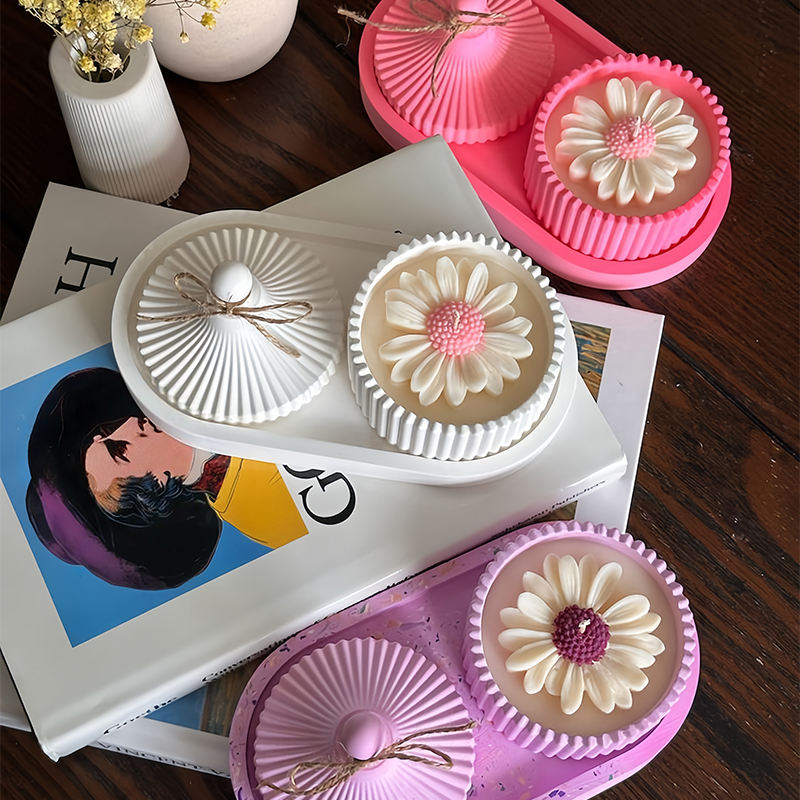AIKUN ECO Friendly Handmade Soy Wax Flower Gypsum Jar Scented Candles Creative Gypsum Candle With Lid