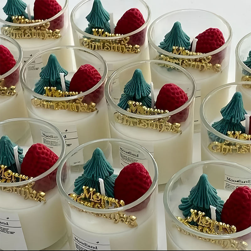 Hot Sell Cute Glass Christmas Candle Handmade Soy Wax Aromatherapy Candle Stylish Room Decor Scented Candle