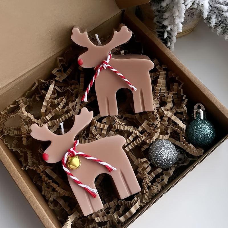 Exquisite Deer Snowflake Shape Christmas Candle Gift Set Soy Wax Holiday Decor Handmade Candle