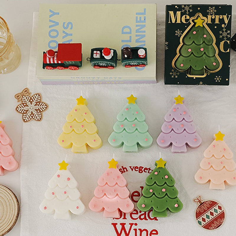 Multicolor Christmas Tree Aromatic Scented Wax Candle Festival Decoration Ornament Xmas Candle