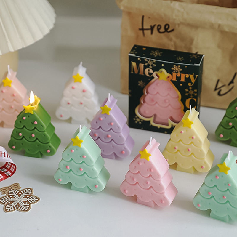 Multicolor Christmas Tree Aromatic Scented Wax Candle Festival Decoration Ornament Xmas Candle