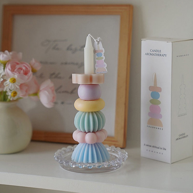 AIKUN Colorful Diy Scented Candle Handcraft Pastel Building Blocks Stackable Pillar Candles for Home Decor