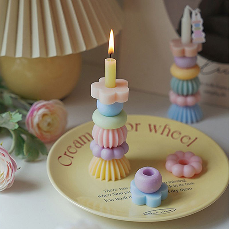 AIKUN Colorful Diy Scented Candle Handcraft Pastel Building Blocks Stackable Pillar Candles for Home Decor