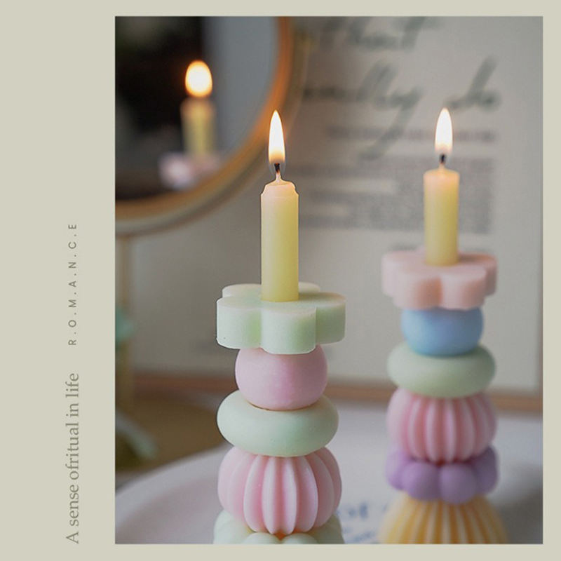AIKUN Colorful Diy Scented Candle Handcraft Pastel Building Blocks Stackable Pillar Candles for Home Decor