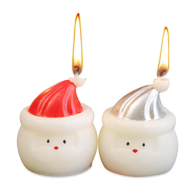 Handmade Scented Soy Wax White Santa Hat Claus Candles Creative Christmas Candle for Bedroom Decoration