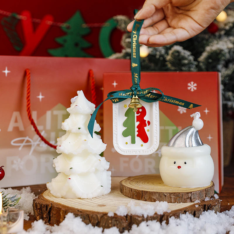 2025 Hot-selling Christmas Present Soy Wax Cute Christmas Tree Candle with Gift Box Packaging