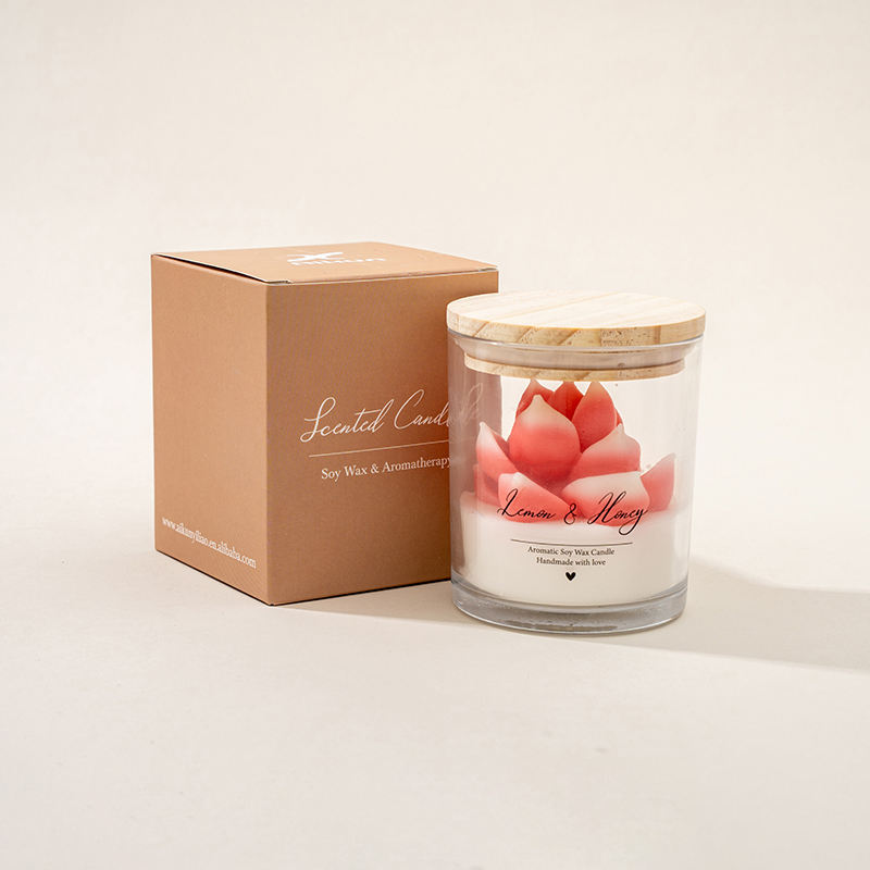8 * 9cm Pink Succulent Glass Aromatherapy Scented Candle in Stock From the United States, with Wooden Cover and Packaging Box