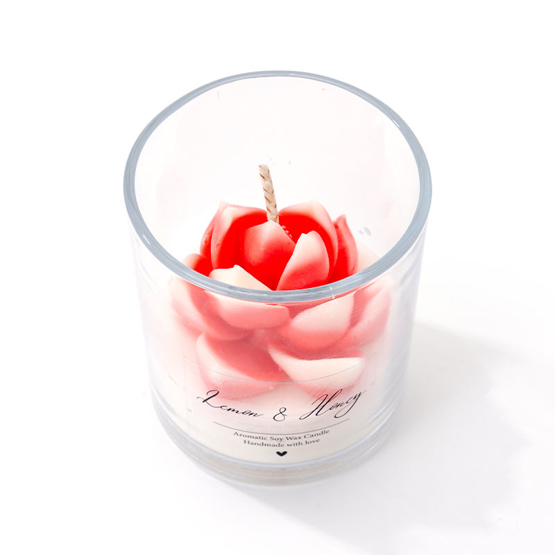8 * 9cm Pink Succulent Glass Aromatherapy Scented Candle in Stock From the United States, with Wooden Cover and Packaging Box