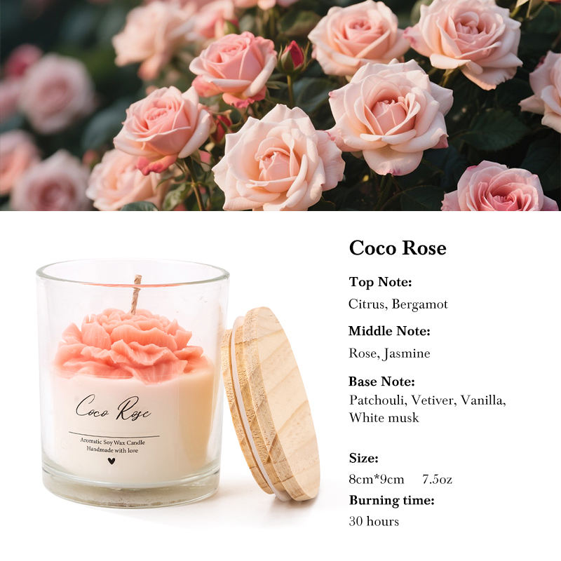 AIKUN Elegant Peony Flower Soy Wax Aromatherapy Candle for Home Decor/Yoga/Meditation/Wedding Gift/Party
