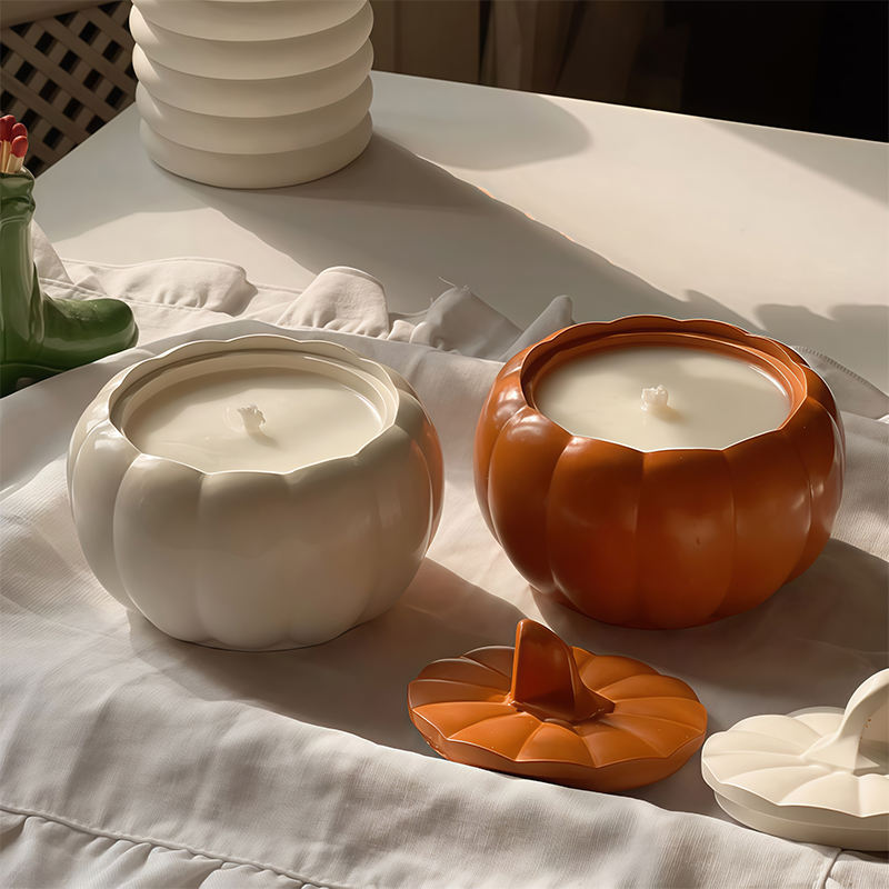 Custom Pumpkin Shaped Halloween Candles Natural Soy Wax Aromatherapy Candle for Holiday Gift Popular Candle