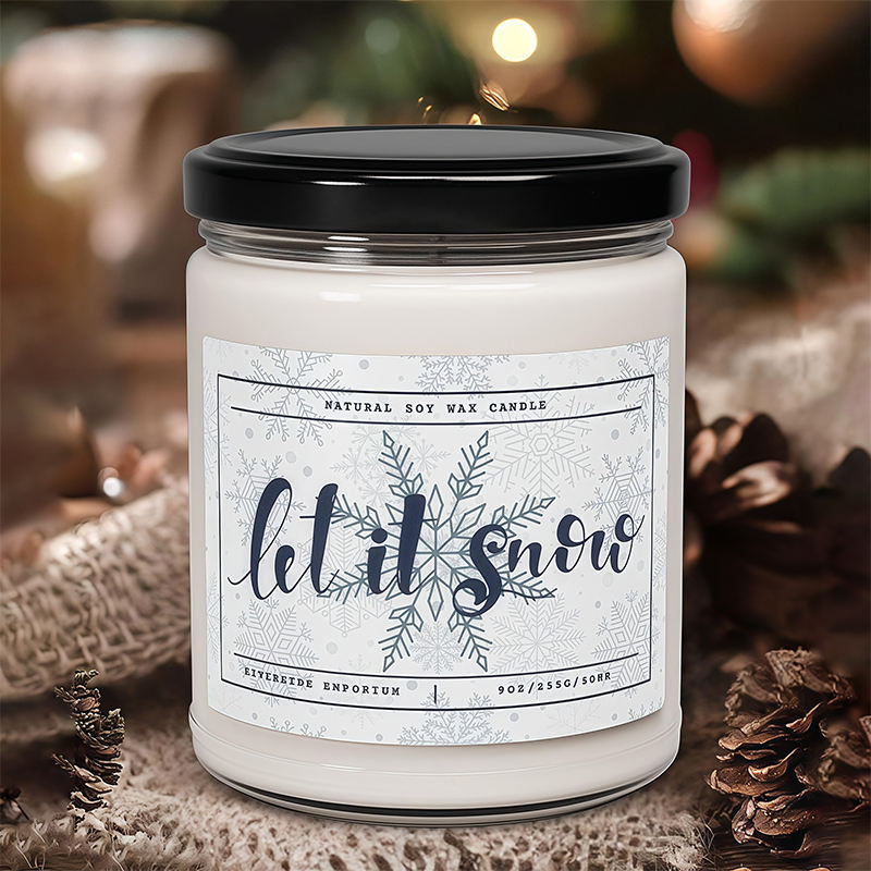 Customizable Christmas Candle Soy Wax Aromatherapy Candle with Lid and Label for Winter Gift Home Decor Festive Candle