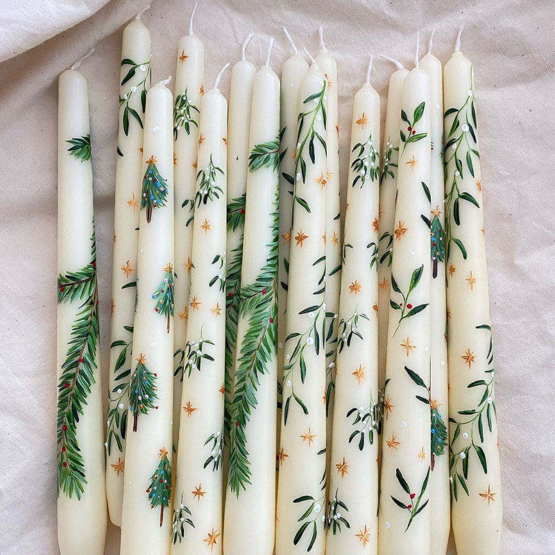 AIKUN Handmade Flameless Wedding Dinner Taper Cylinder Candle Customized Paraffin Pillar Color Candles