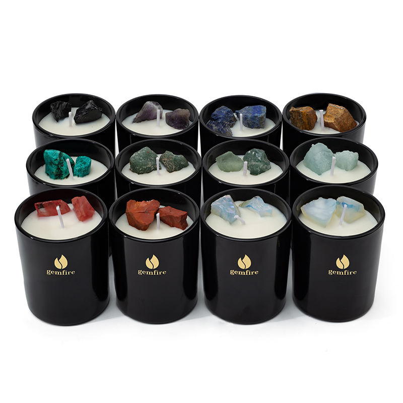 Customize Handmade Natural Fragrance Crystal Glass Jar Soy Wax Aroma Scented Candles
