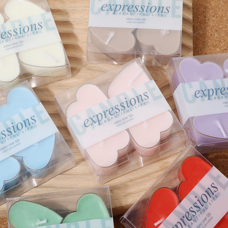 AIKUN Creative Smokeless 4 Piece Set Valentines Scent Romantic Heart Shape Colorful Scented Tea Light Candles