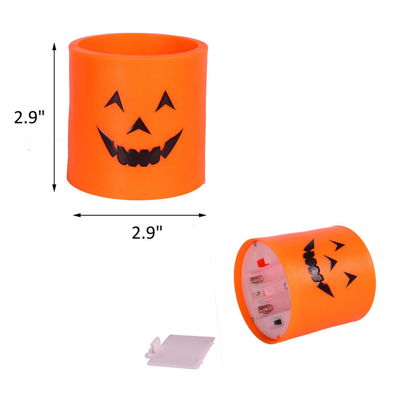 Flameless New Creative Party Decoration Supplies Orange Halloween Printed Halloween Led Light for Halloween Home Decoration