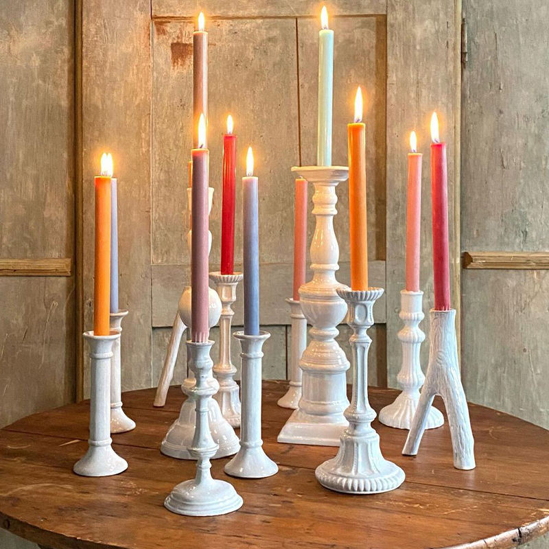 AIKUN Creative Art Column Wave White Cylinder Taper Candle Geometric Smooth Lines Striped Twisted Taper Candles Sticks