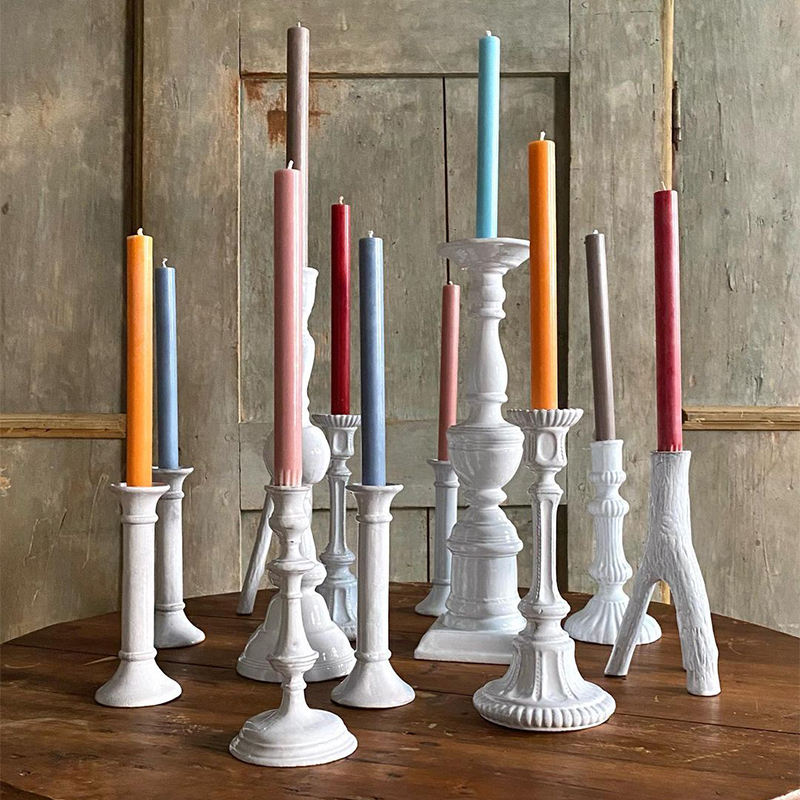AIKUN Creative Art Column Wave White Cylinder Taper Candle Geometric Smooth Lines Striped Twisted Taper Candles Sticks