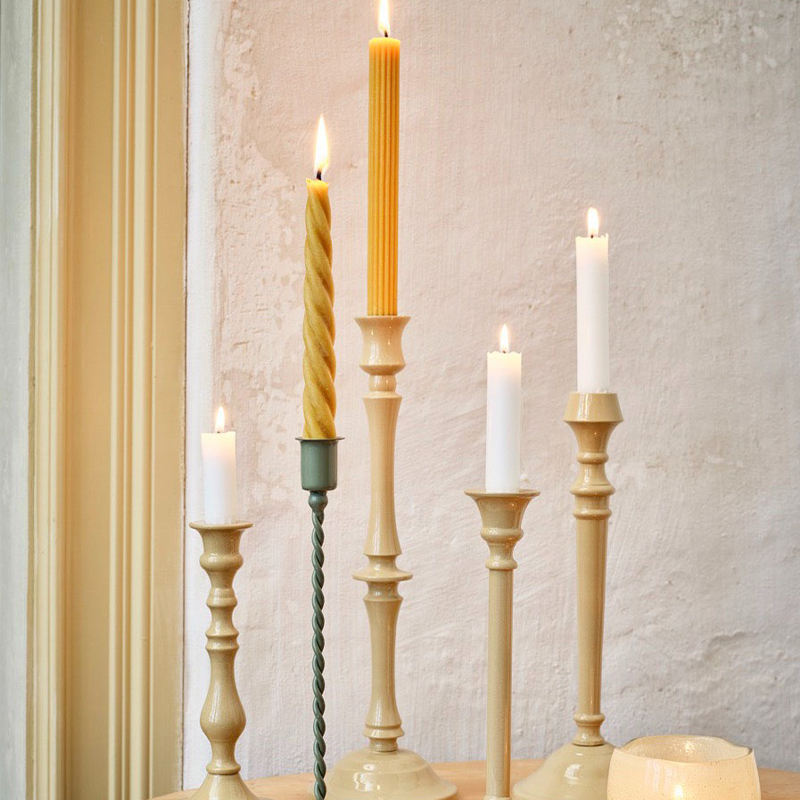 AIKUN Creative Art Column Wave White Cylinder Taper Candle Geometric Smooth Lines Striped Twisted Taper Candles Sticks