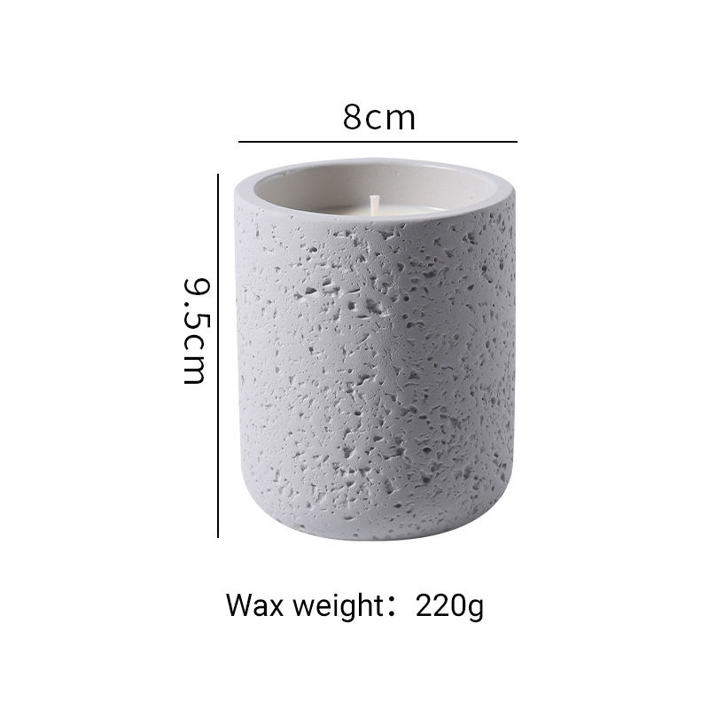 AIKUN Unique Concrete Cement Ceramic Candle Home Decor Matte White or Black Textured Cement Aromatherapy Soy Wax Candle