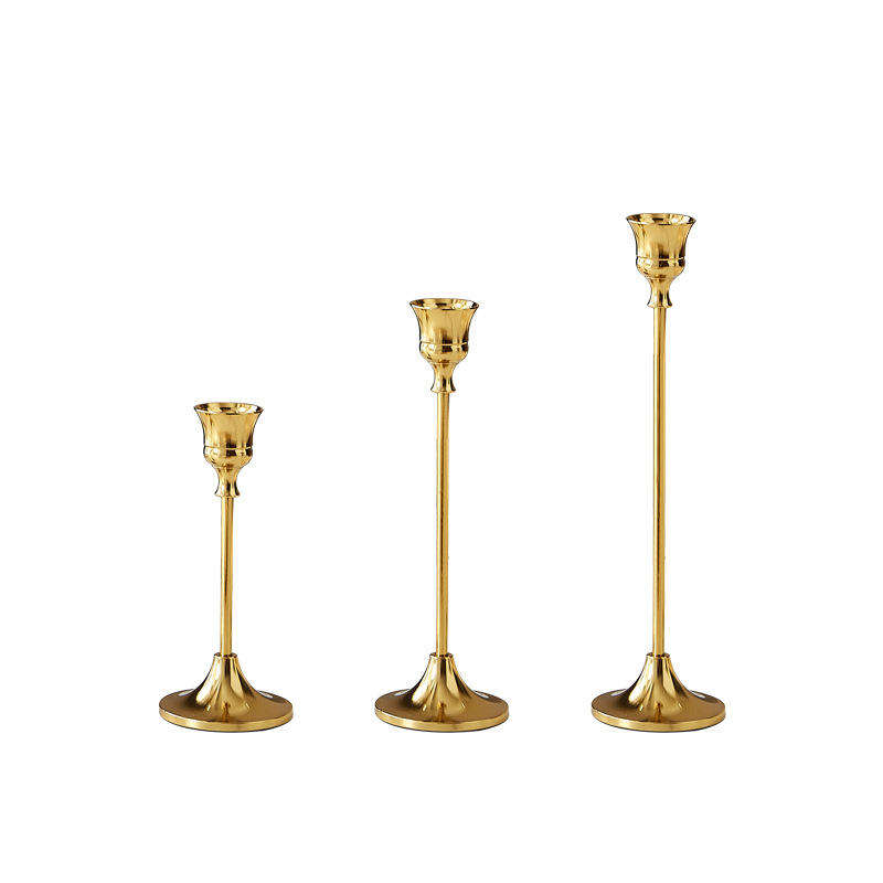 Hot Selling Tapered Gold Metal Candlestick Table Flower Candle Holder for Home Wedding Decoration
