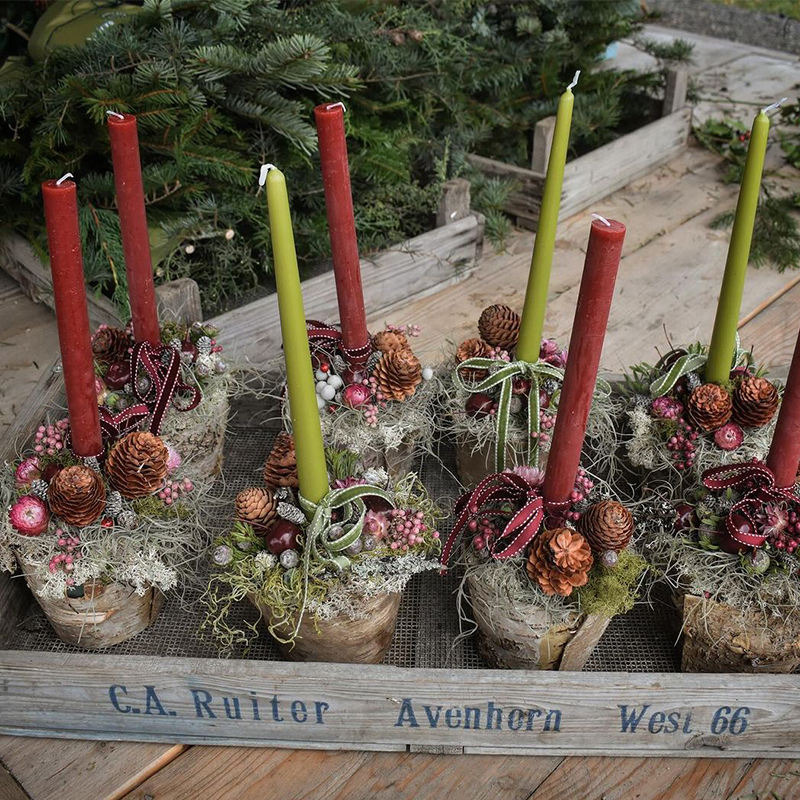 AIKUN Autumn Fall Winter Warmers Color Candle Dinner Red and Green Merry Christmas Pedestal Long Pole Taper Candle