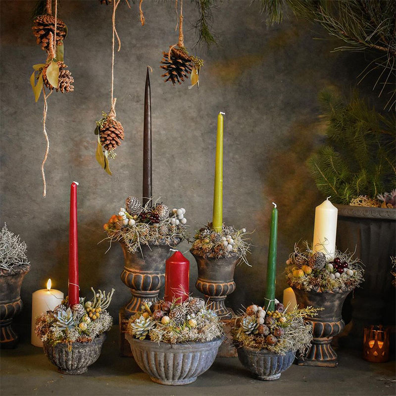AIKUN Autumn Fall Winter Warmers Color Candle Dinner Red and Green Merry Christmas Pedestal Long Pole Taper Candle