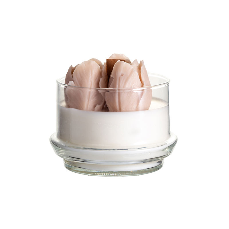 AIKUN Hot Sell Soy Wax Eco-friendly Candle Can Be Customized logo Tulip Candle Home Decoration Items with Lid Glass Candle