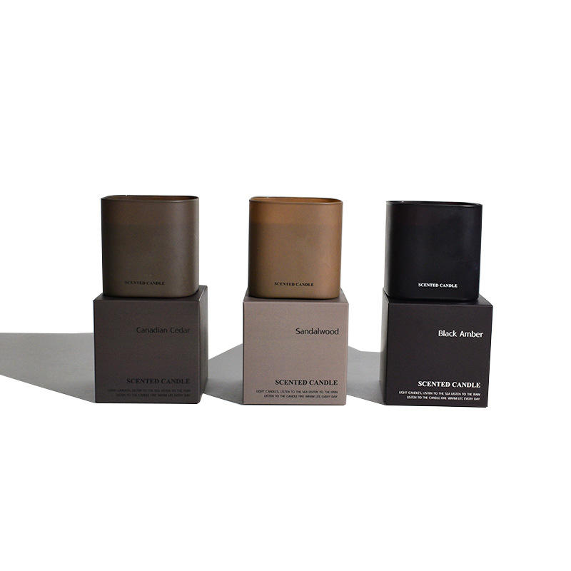 AIKUN Minimalist Black Brown Square Glass Cup Customizable Logo Scented Candles to Relieve Stress Aromatherapy Candles