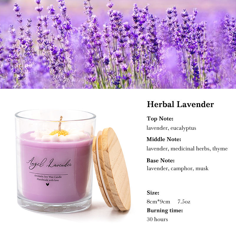 AIKUN 8CM*9CM Natural Purple Soybean Scented Candle Adorned with White Daisy Flowers Aromatherapy Home Decor Eco-Friendly Gift