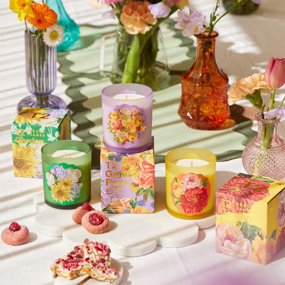 AIKUN Colorful Glass Cups Plant-Themed Packaging Fragrant Aroma Candle Gift Sets for Mood Enhancement and Home Decoration