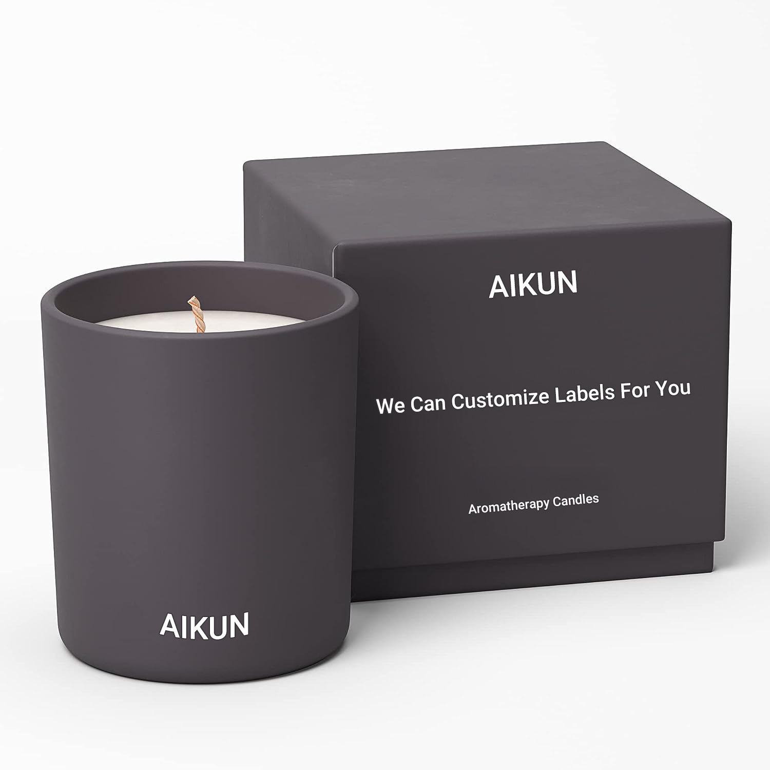 AIKUN Custom Private Label Essential Oil Soy Wax Aromatherapy Candle Luxury Glass Scented Candles Beeswax with Box