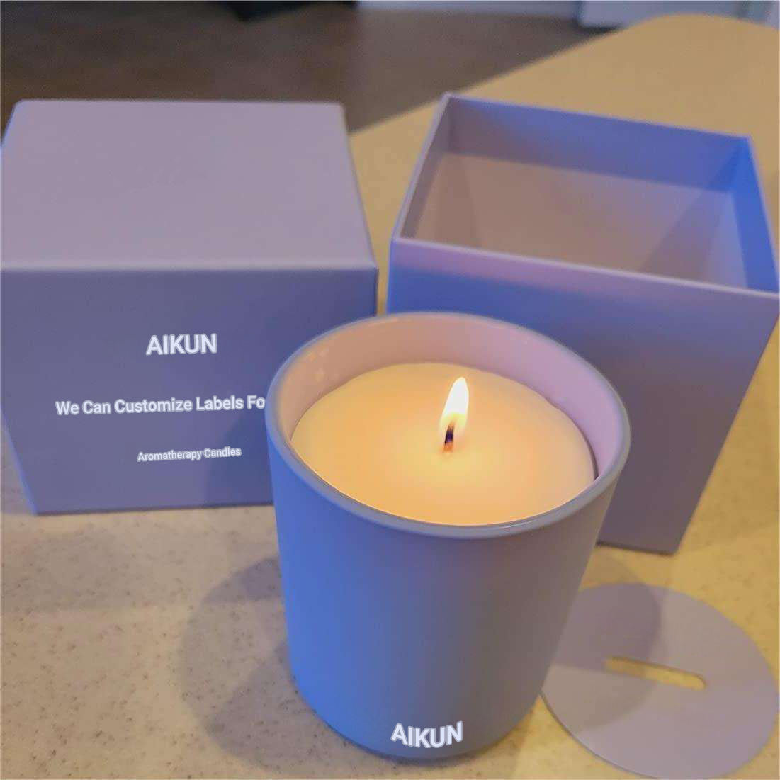 AIKUN Custom Private Label Essential Oil Soy Wax Aromatherapy Candle Luxury Glass Scented Candles Beeswax with Box
