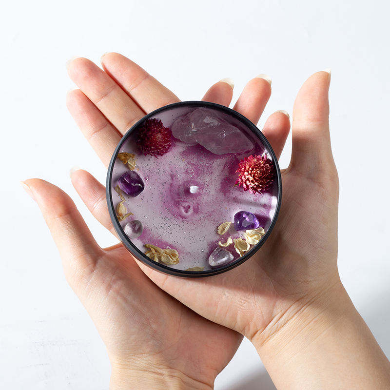 Custom Home Decoration Chakra Crystal Scented Candle Gift Set Flowers Healing Crystal Aromatherapy Candles