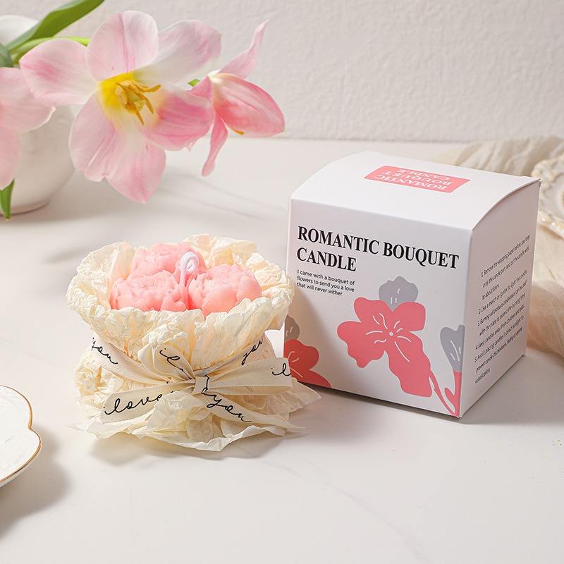 Mother\'s Day Romantic Bouquet Tulip Shape Aromatherapy Scented Candle Wedding Party Gift