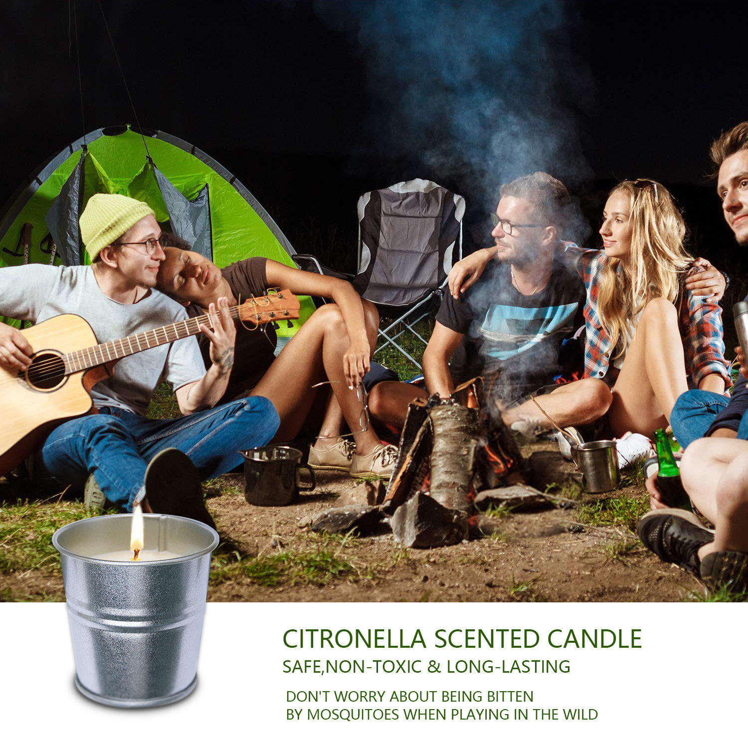 AIKUN Hot Sale Citronella Mosquito Repellent Essential Oil Metal Tin Buckets Soy Scented Candles for Easter Party Favors