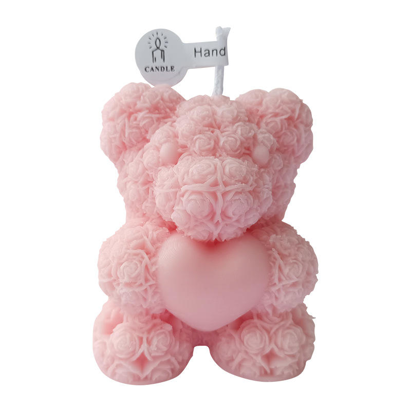 AIKUN Luxury Handmade Teddy Bear Rose Candles Custom Valentine\'s Day Gift Scented Soy Wax with Elegant Design