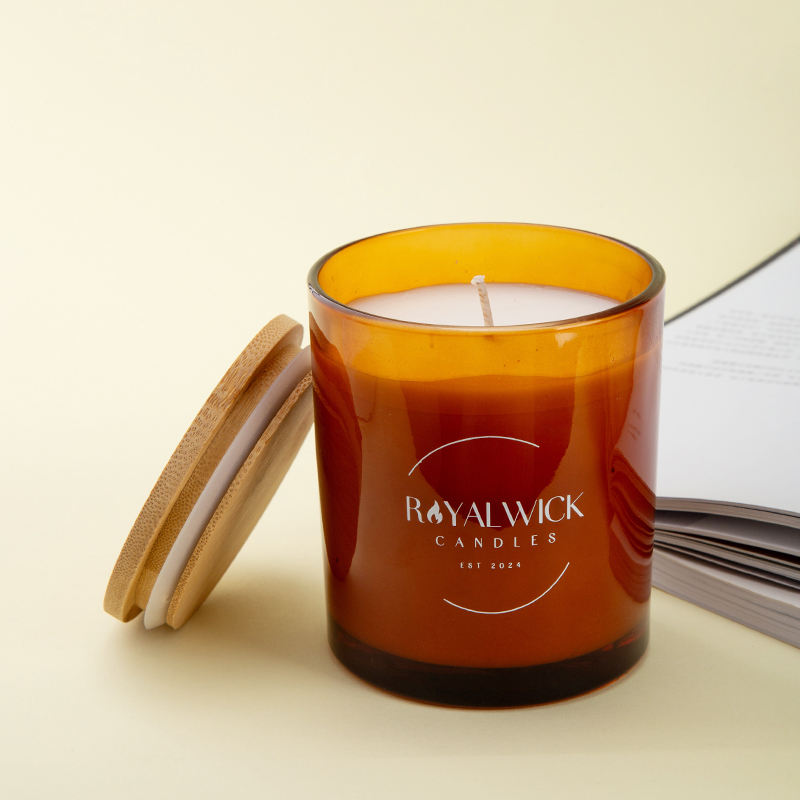 AIKUN Fragrance Colorful Glass Amber Soy Wax Scented Aromatherapy Candle Wooden Lid for Home Direction with Gift Box