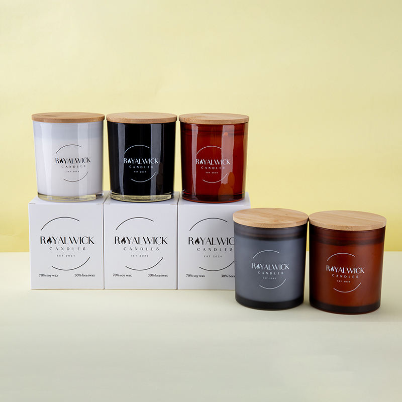 AIKUN Fragrance Colorful Glass Amber Soy Wax Scented Aromatherapy Candle Wooden Lid for Home Direction with Gift Box