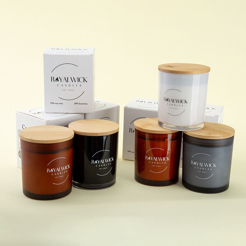 AIKUN Fragrance Colorful Glass Amber Soy Wax Scented Aromatherapy Candle Wooden Lid for Home Direction with Gift Box