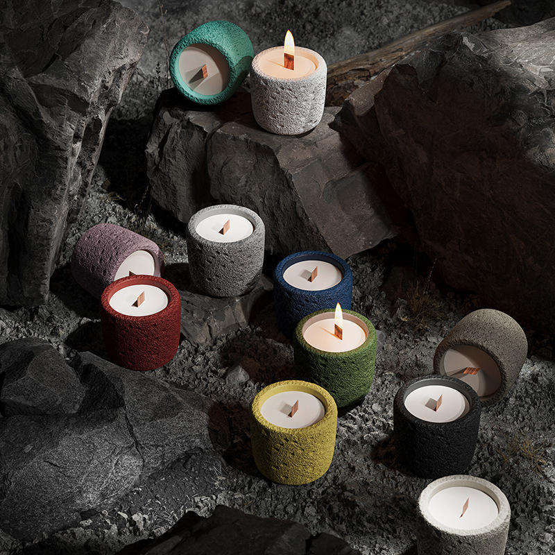Custom DIY Minimalist Cement Household Fragrance Aromatherapy Mini Scented Candle Colorful Concrete Jar Soy Wax Candle