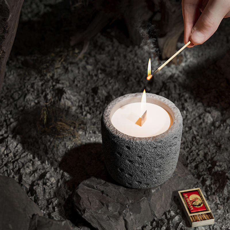 Custom DIY Minimalist Cement Household Fragrance Aromatherapy Mini Scented Candle Colorful Concrete Jar Soy Wax Candle